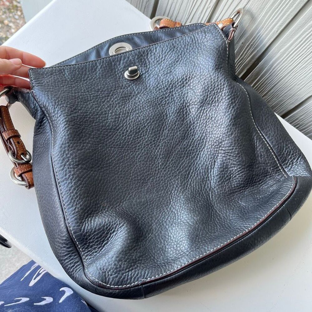 VTG Coach Legacy Black Pebbled Leather Hobo Bag | Fuchsia Lining 9379 - Picture 8 of 13